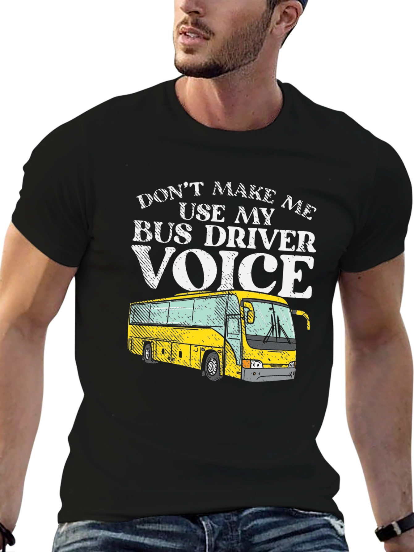 Black Bus Driver Voice T-Shirt - Funny Graphic Tee view 6
