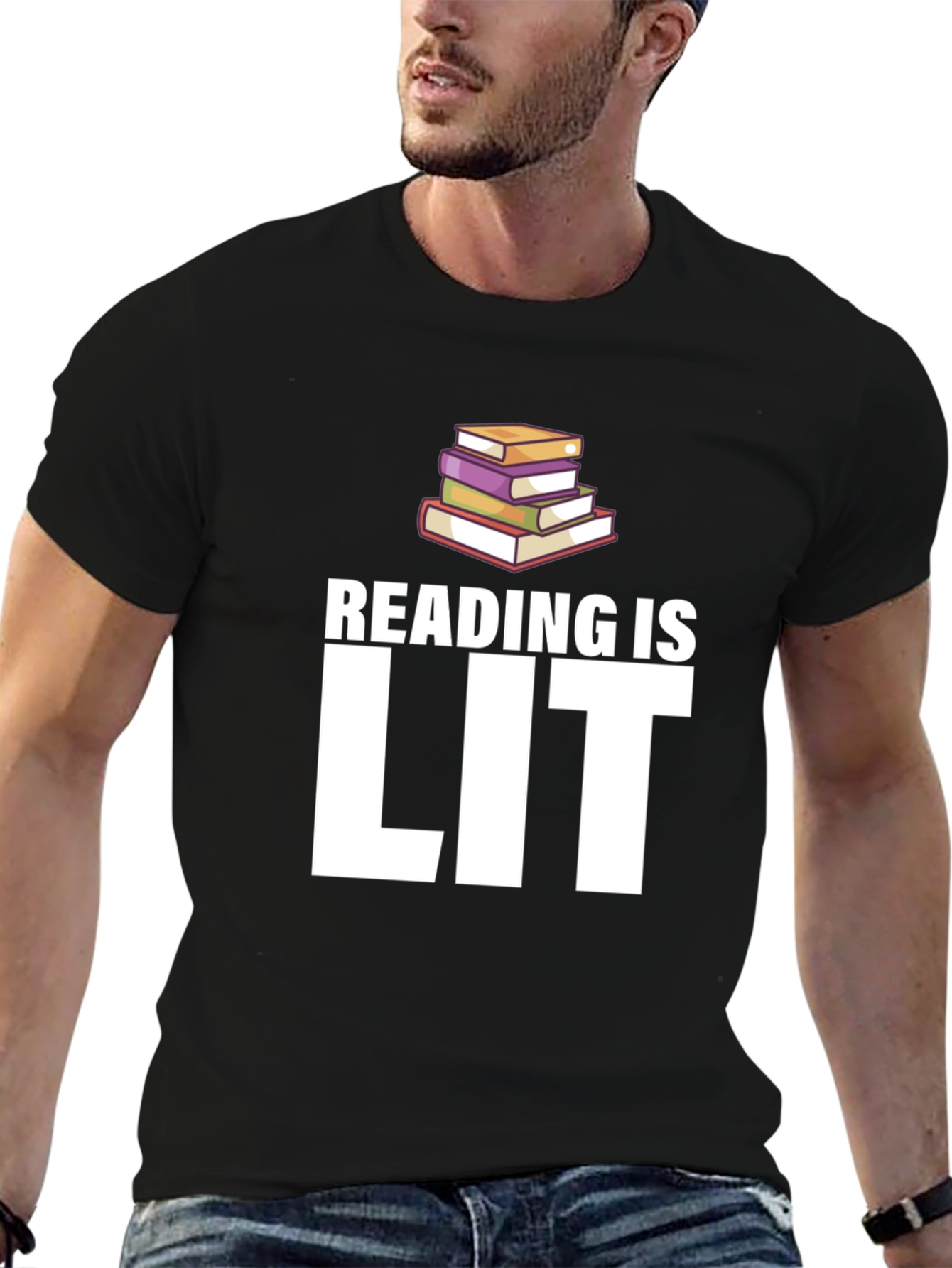 Black Reading is Lit Graphic Tee - Black Cotton T-Shirt view 6