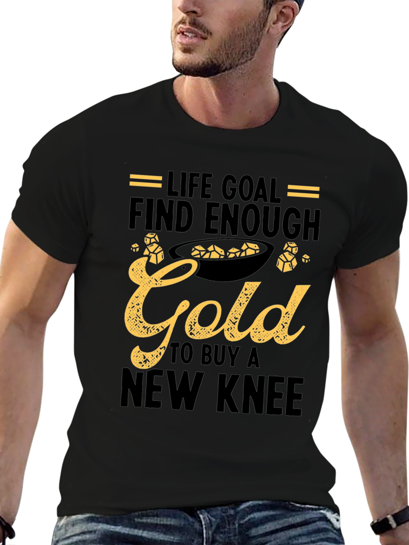 Black Life Goal Gold New Knee Funny T-Shirt view 6