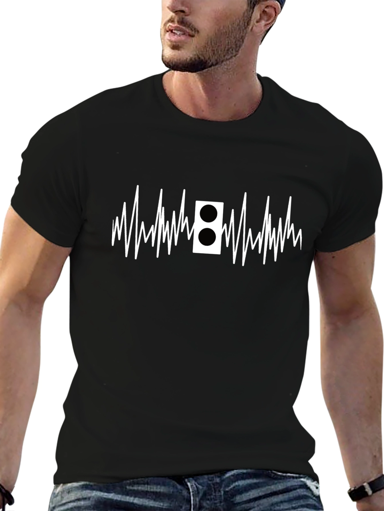 Black Heartbeat Speaker Graphic Tee view 6