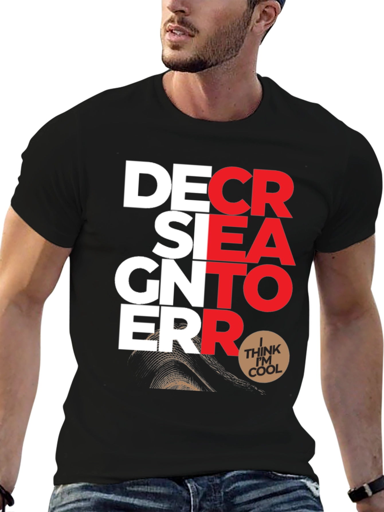 Black Designer Error Graphic Print T-Shirt view 6