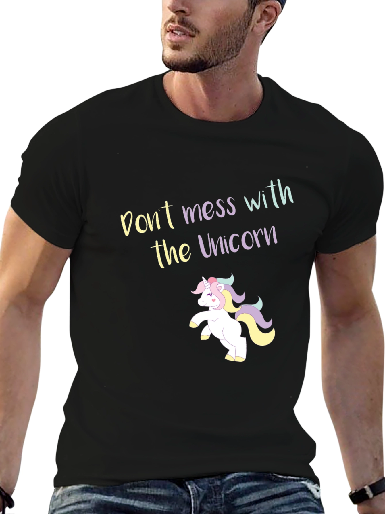 Black Don't Mess With the Unicorn Black T-Shirt view 6
