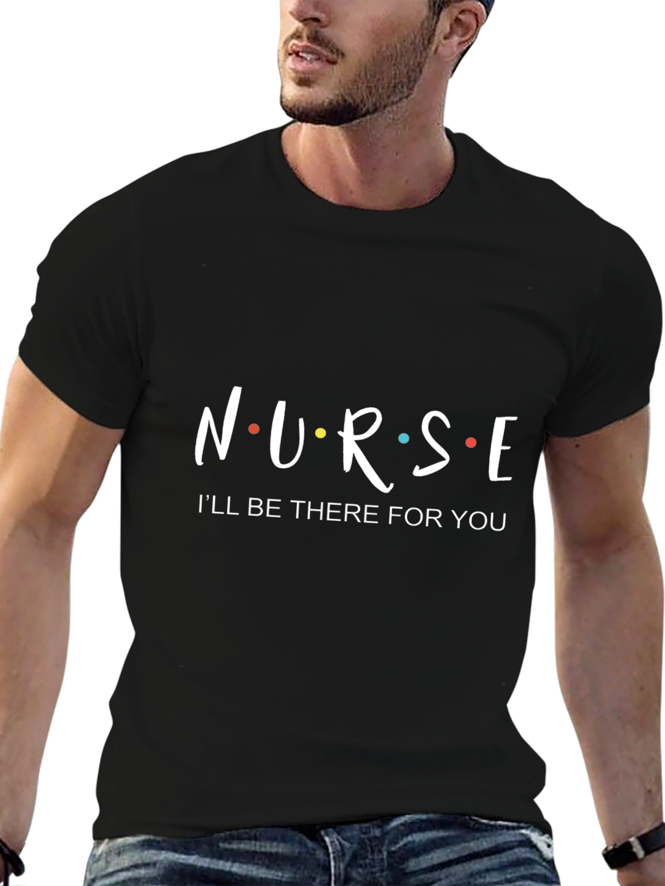 Black Nurse I'll Be There For You T-Shirt - Black view 6