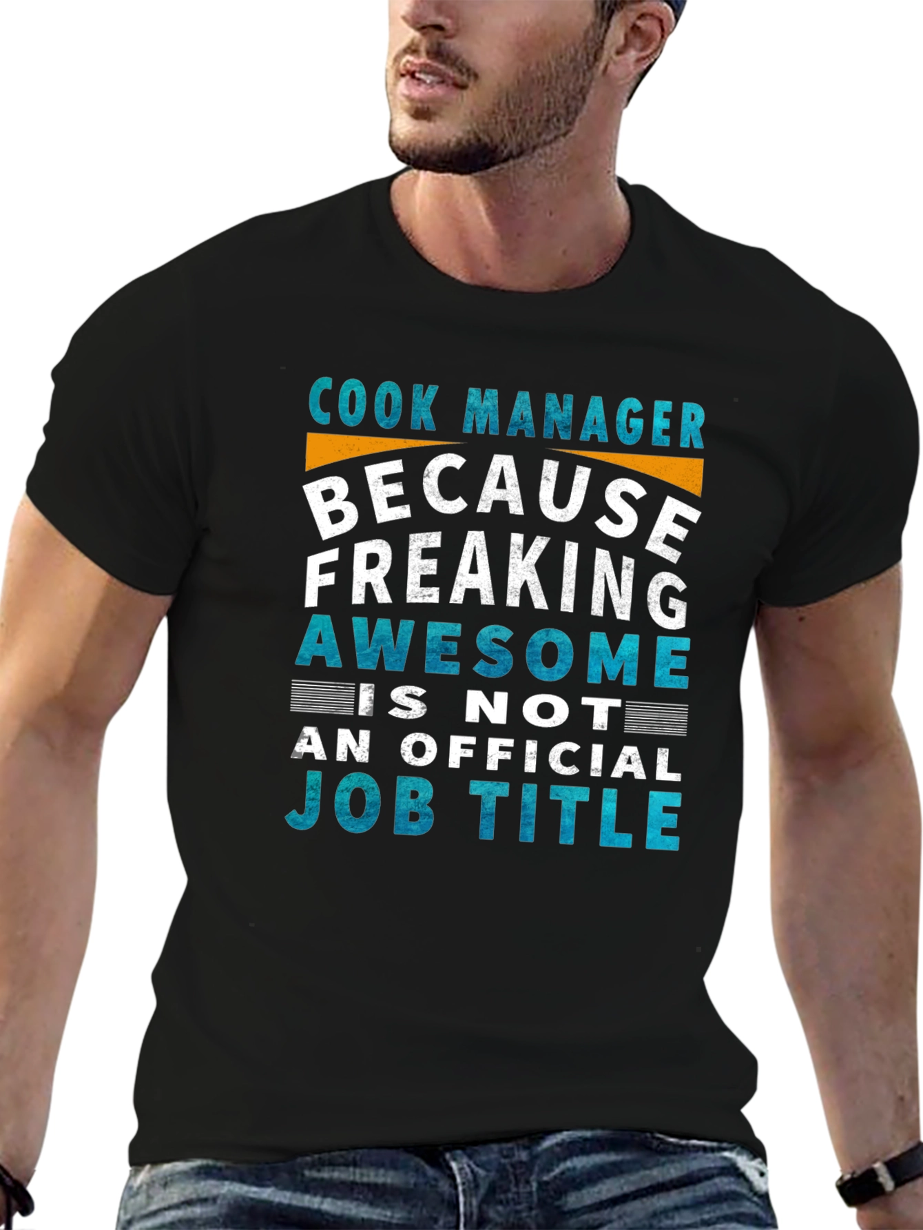 Black Cook Manager Awesome Job Title T-Shirt view 6