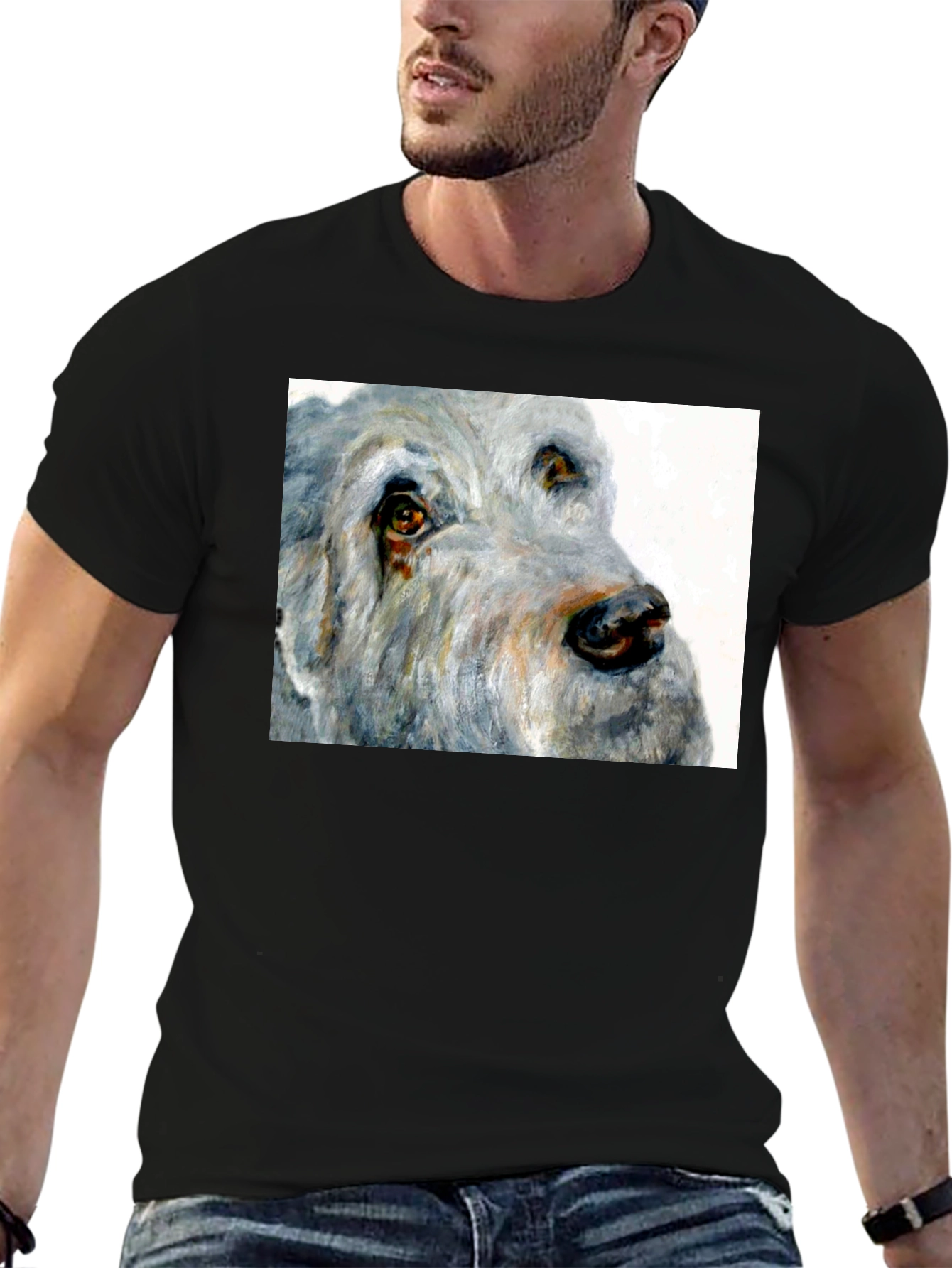 Black Dog Portrait Black T-Shirt view 6