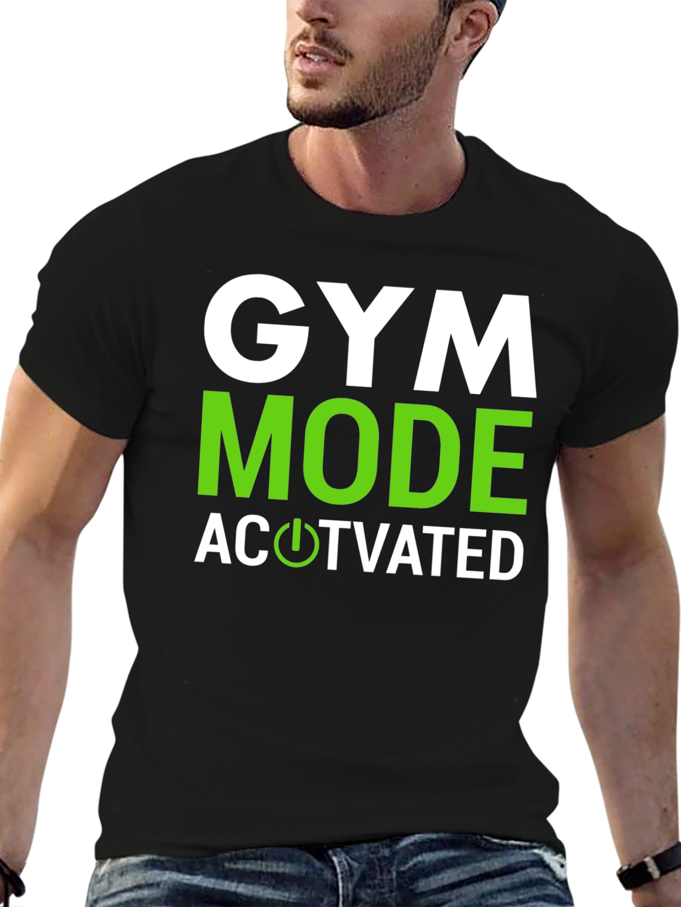 Black Gym Mode Activated Graphic Tee - Black Cotton view 6