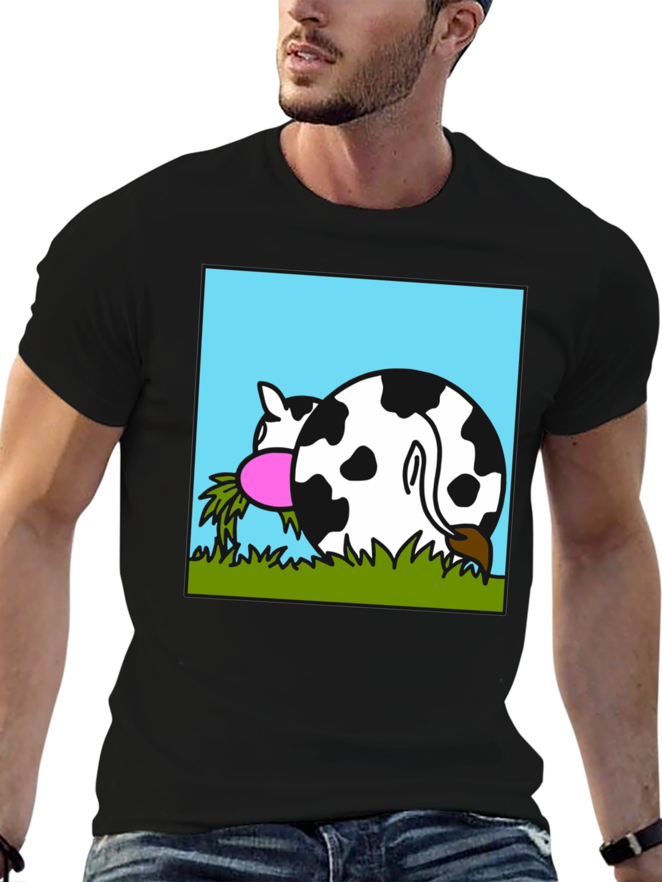 Black Funny Cow Butt T-Shirt - Black view 6