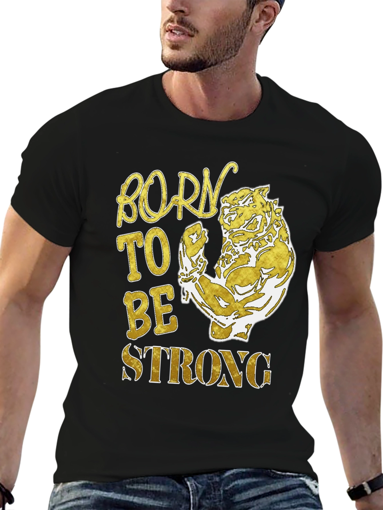 Black Born To Be Strong Men's T-Shirt view 6