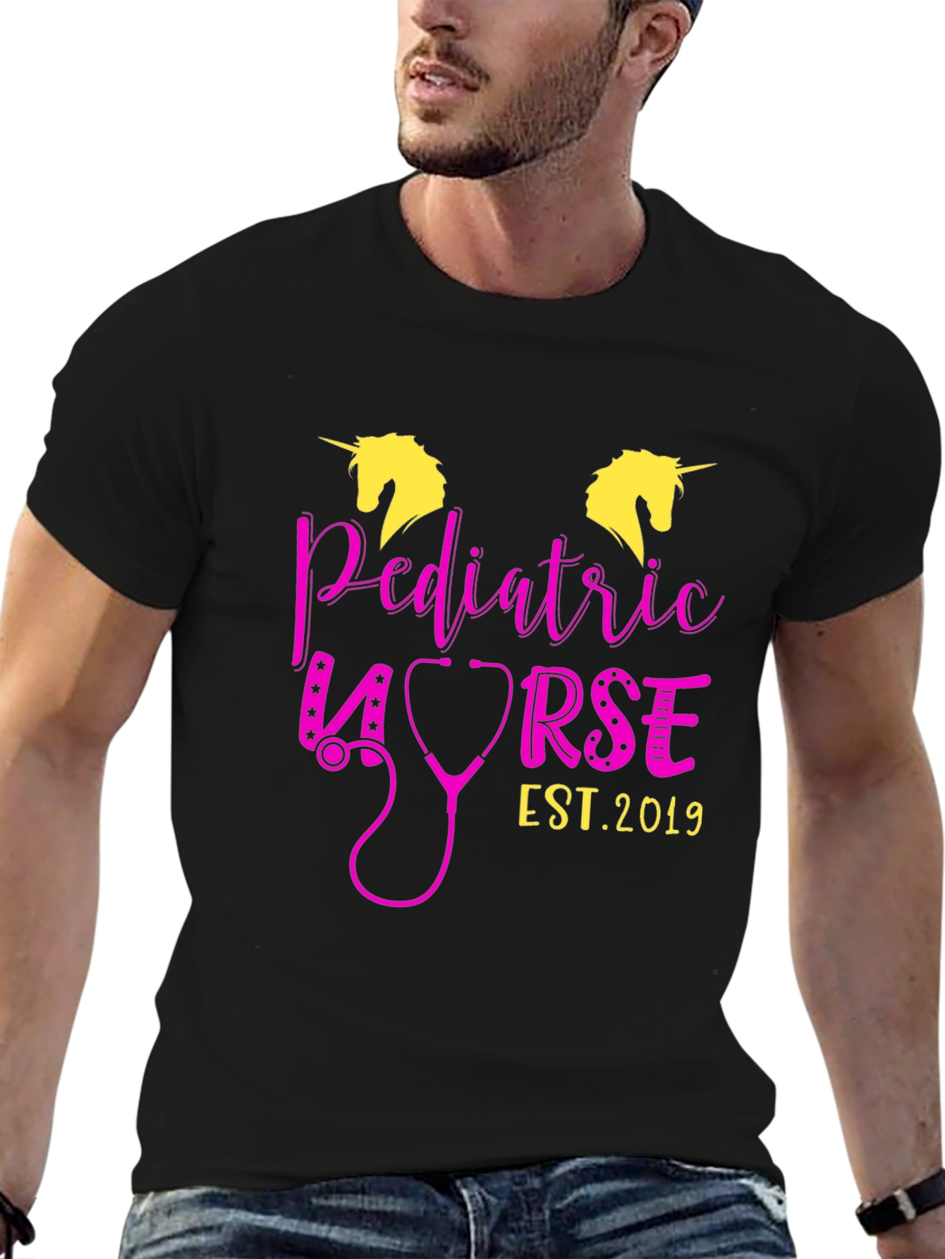 Black Pediatric Nurse Unicorn T-Shirt - Est. 2019 view 6