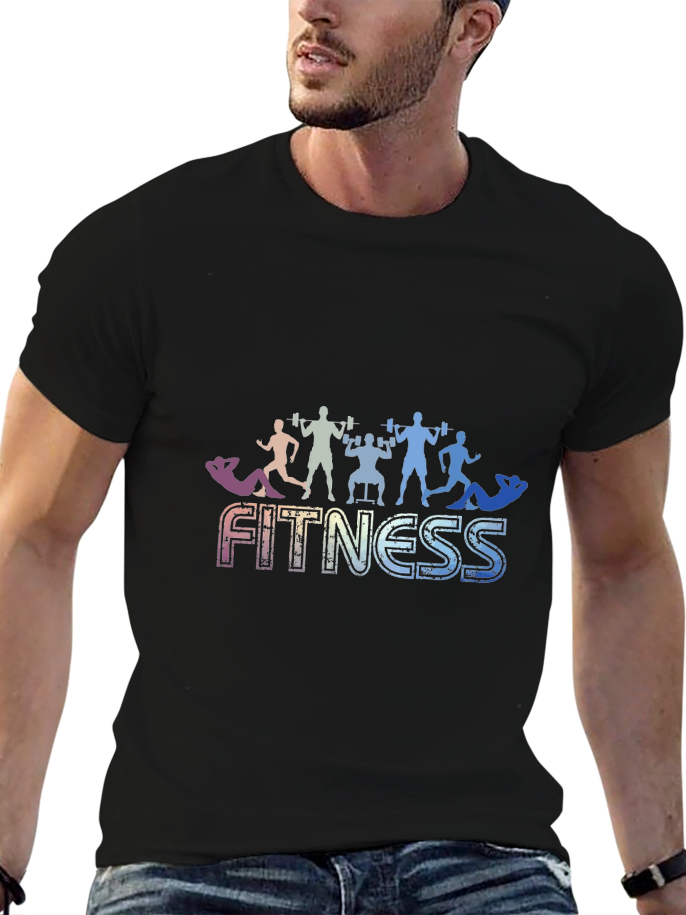 Black Fitness Graphic Black T-Shirt view 6