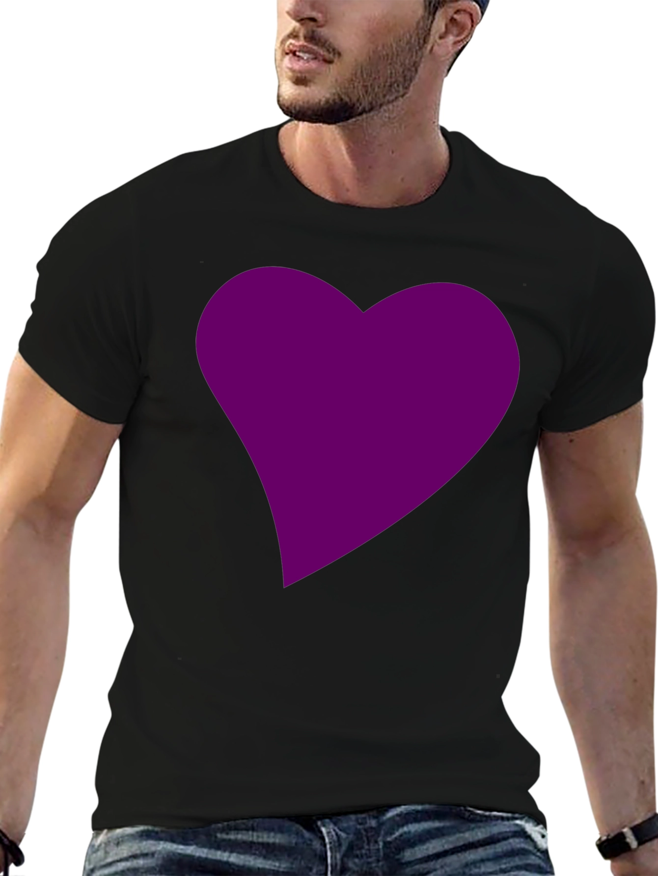 Black Heart Graphic Tee - Black Cotton Blend Casual Wear view 6