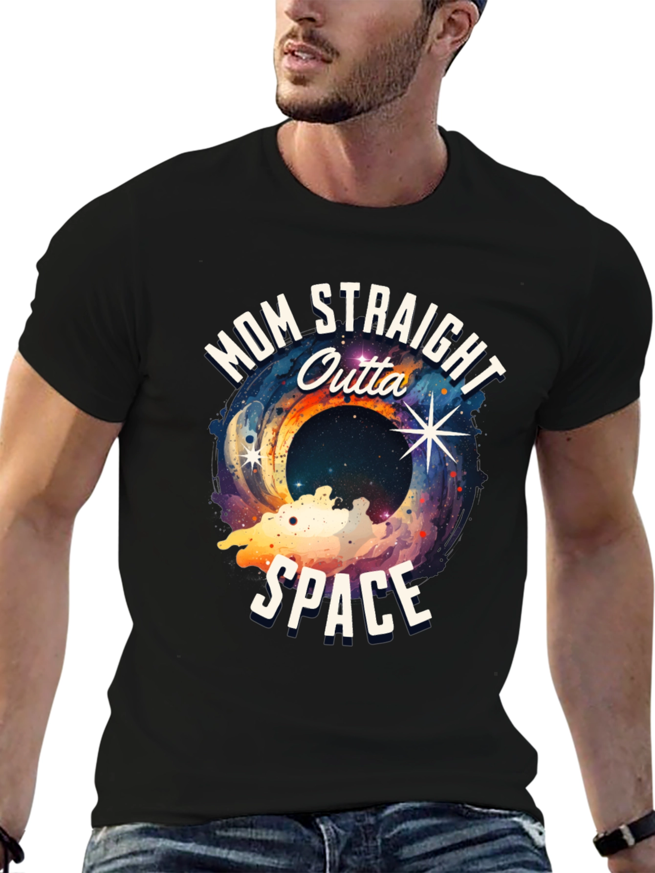 Black Mom Straight Outta Space Graphic T-Shirt view 6