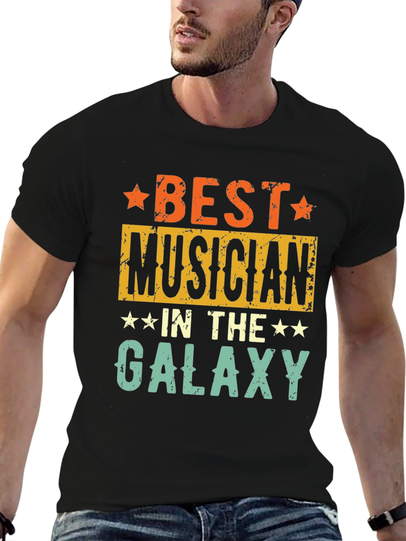 Black Best Musician in the Galaxy T-Shirt - Retro Style view 6