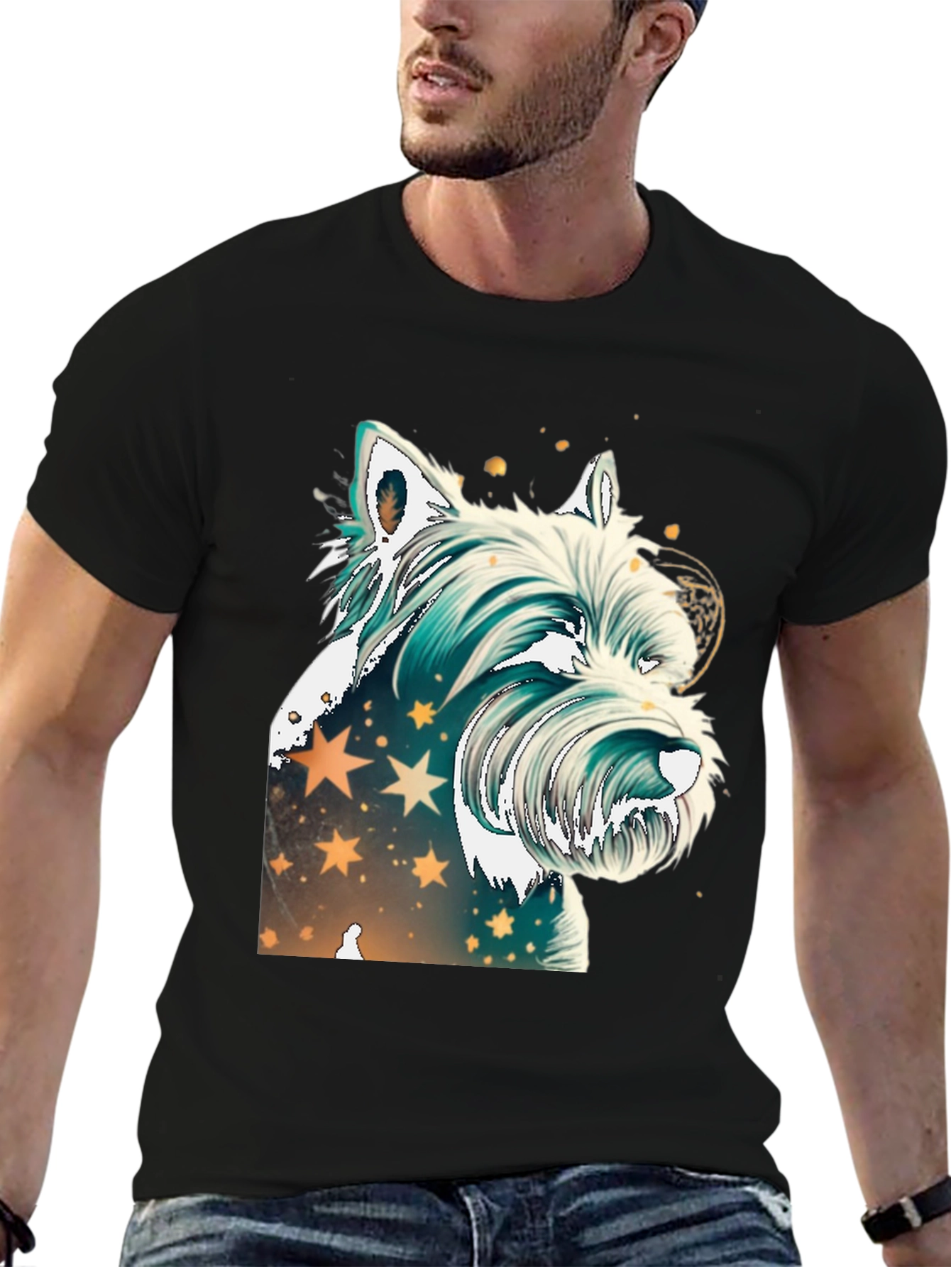 Black Westie Dog Graphic Tee - Starry Design view 6