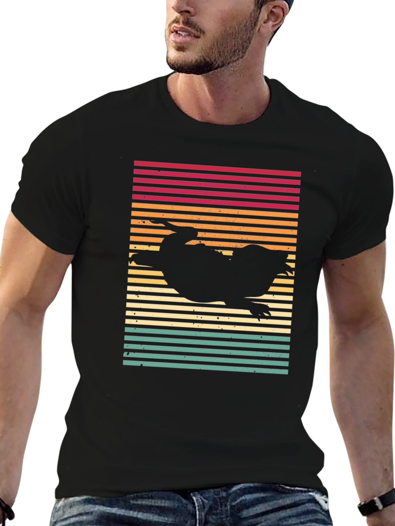 Black Retro Platypus T-Shirt - Sunset Style view 6