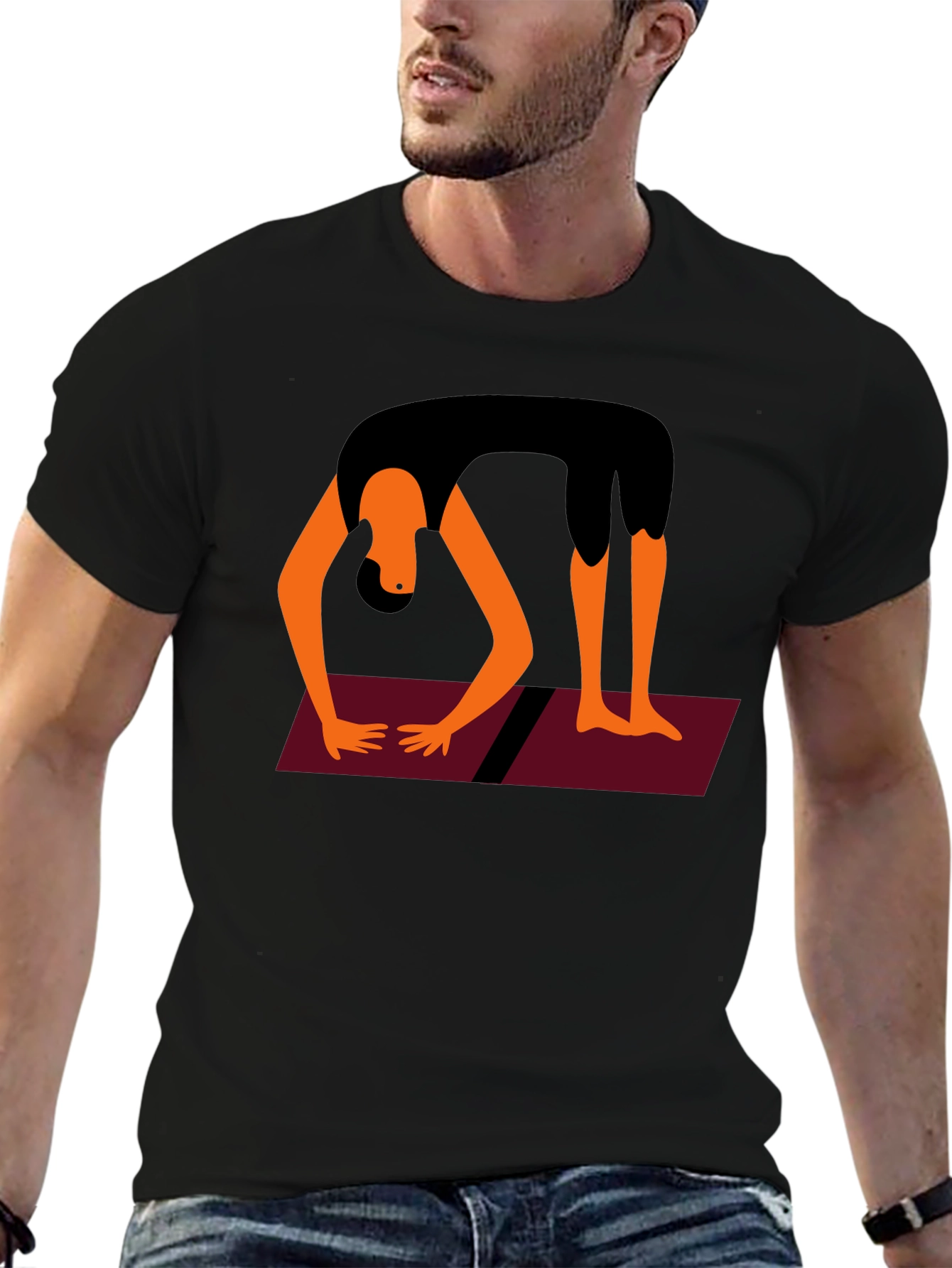 Black Yoga Pose Graphic Tee - Black Cotton Blend view 6