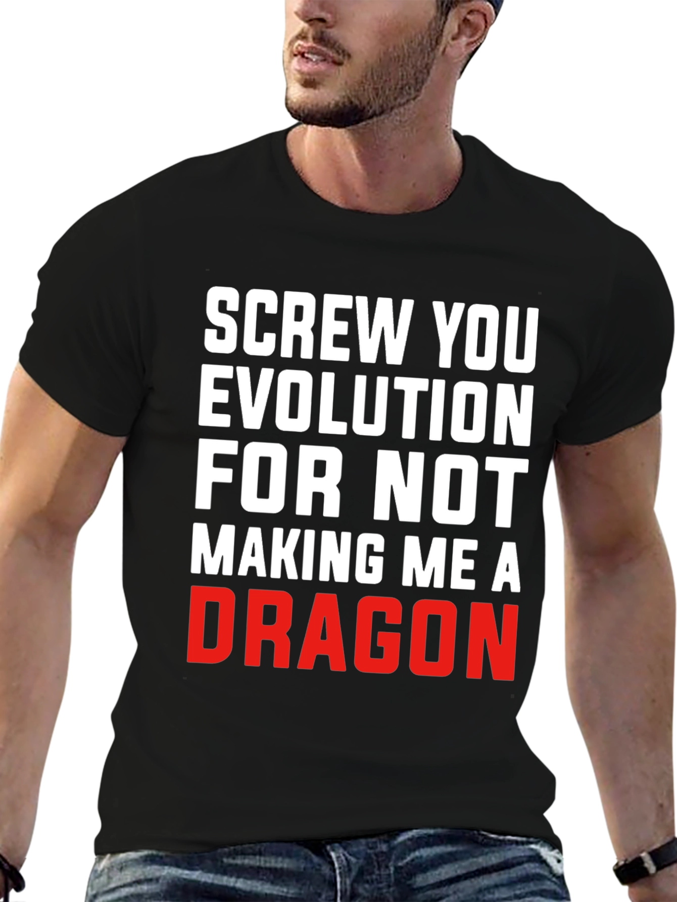 Black Funny Evolution Dragon T-Shirt view 6