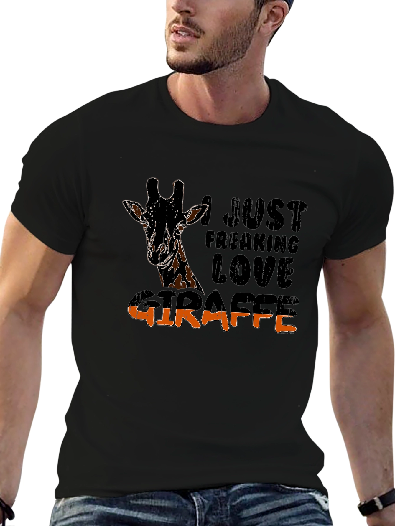Black I Just Freaking Love Giraffe Graphic Tee view 6