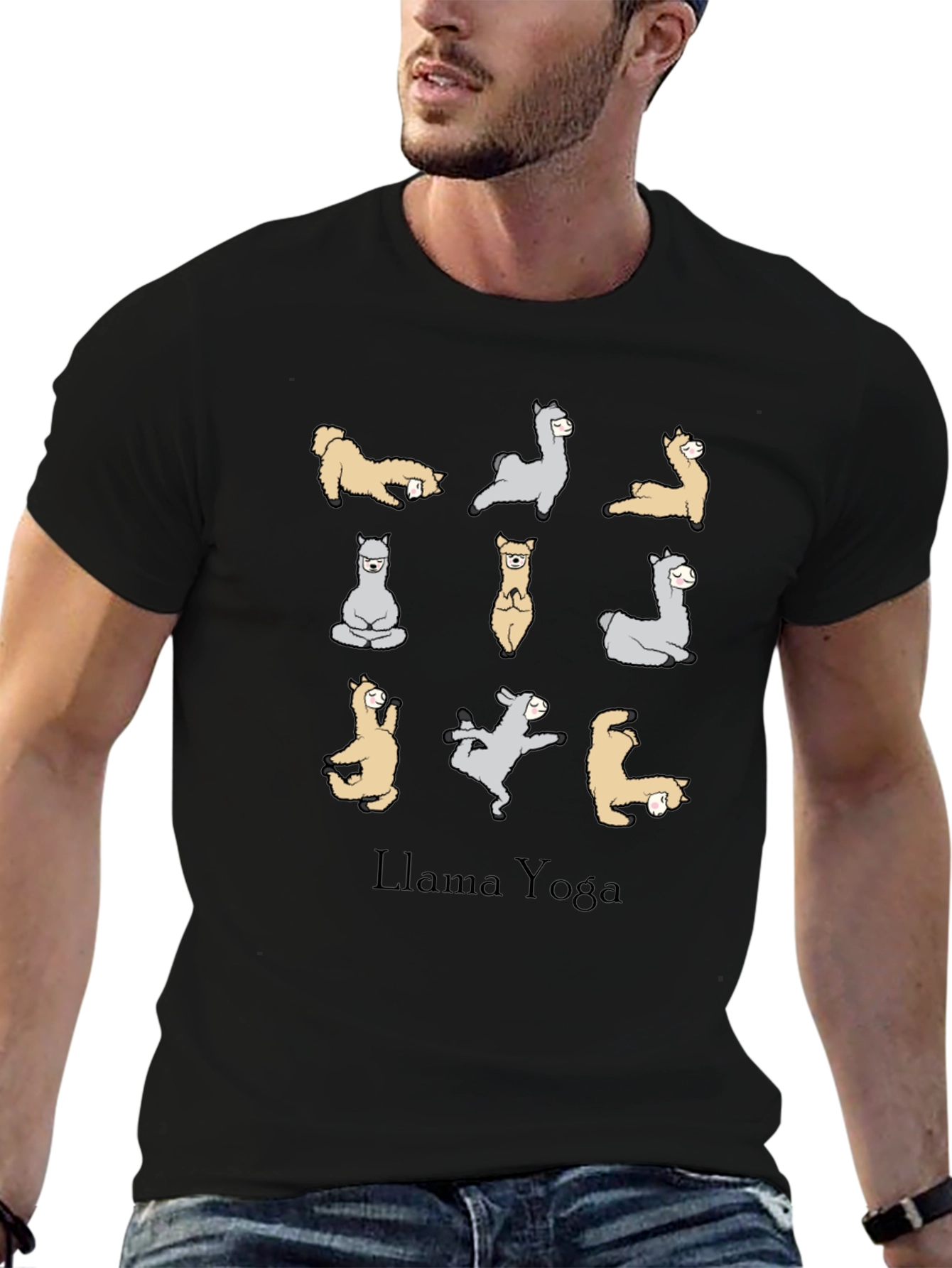 Black Llama Yoga Graphic Tee - Soft Cotton Blend view 6