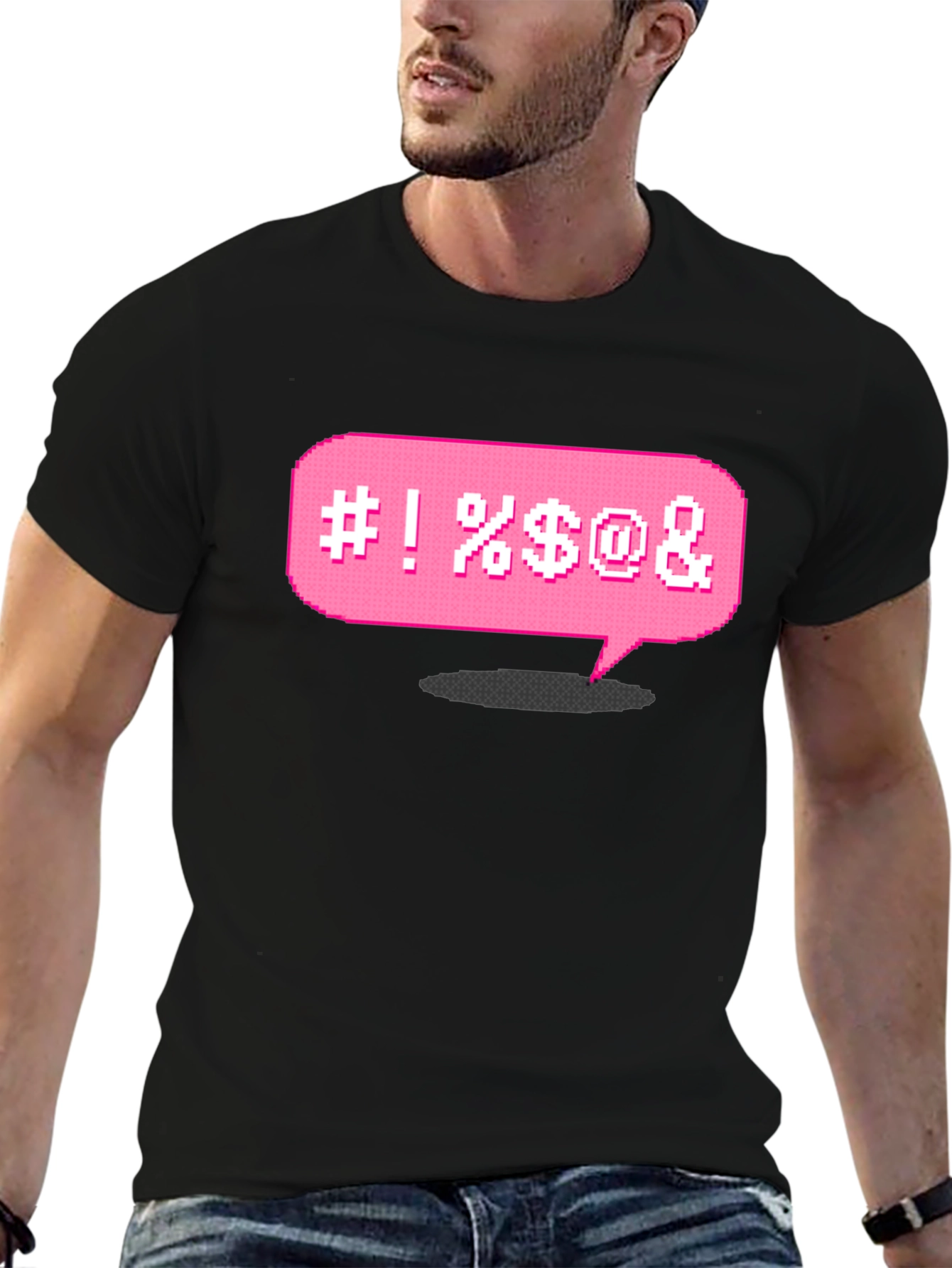 Black Pixel Profanity T-Shirt - Funny Graphic Tee view 6