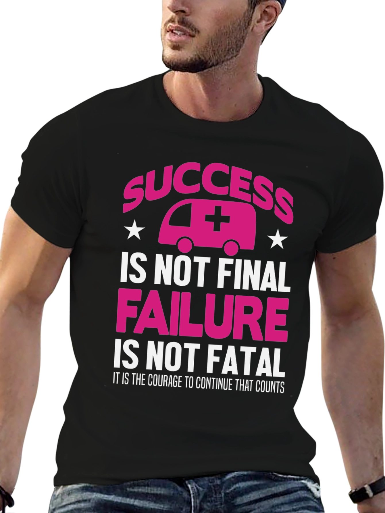Black Success Ambulance Graphic Tee - Courage Counts T-Shirt view 6