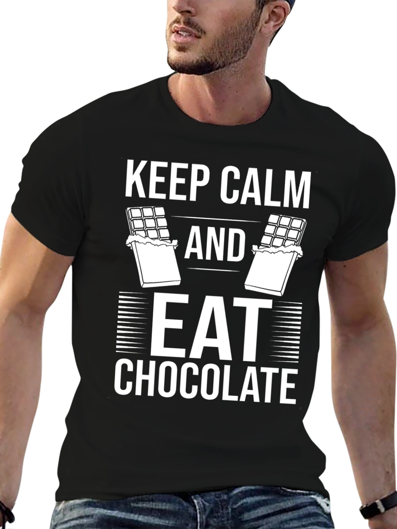 Black Keep Calm & Eat Chocolate Graphic Tee view 6