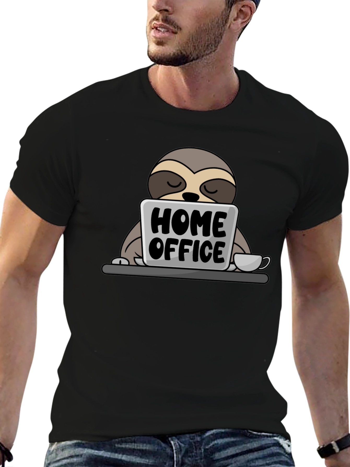 Black Home Office Sloth T-Shirt - Cute Work From Home Tee view 6