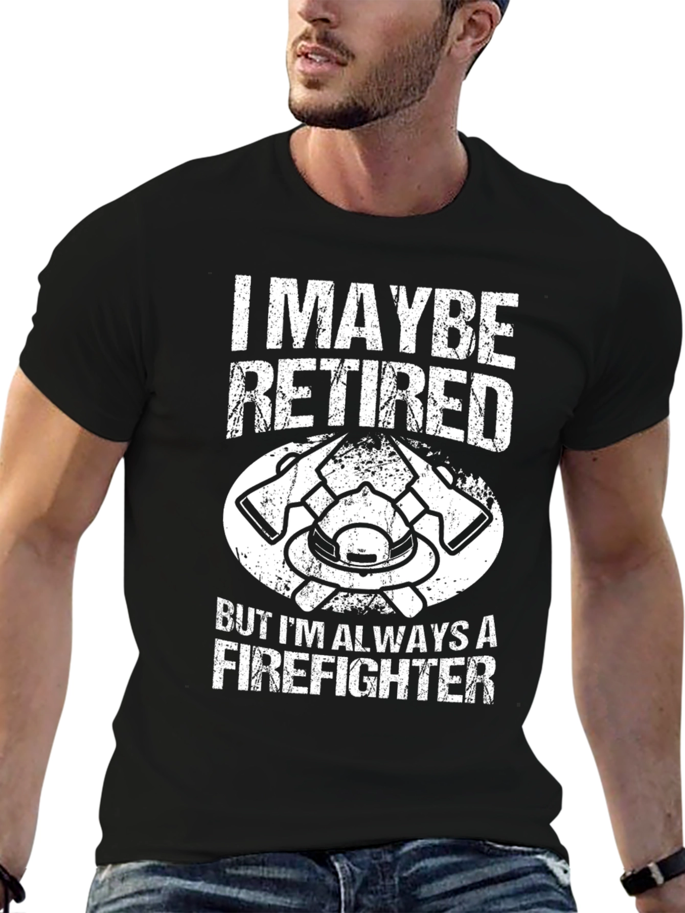 Black Retired Firefighter T-Shirt view 6
