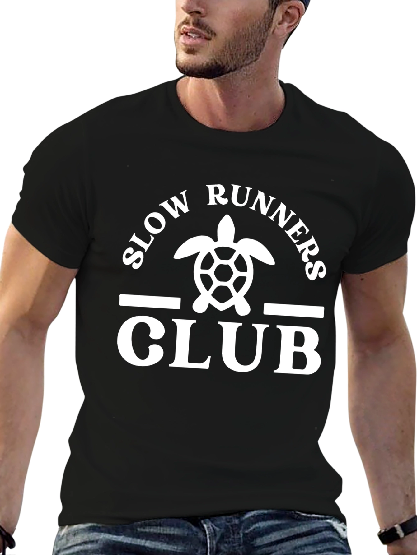 Black Slow Runners Club Turtle Graphic Tee - Black view 6