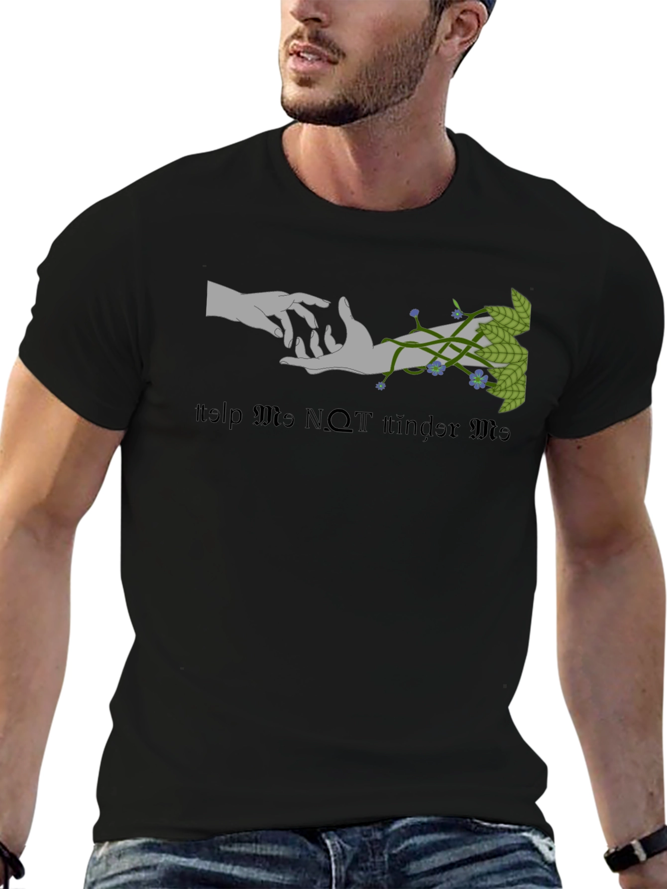 Black Help Me Not Tinder Me T-Shirt view 6