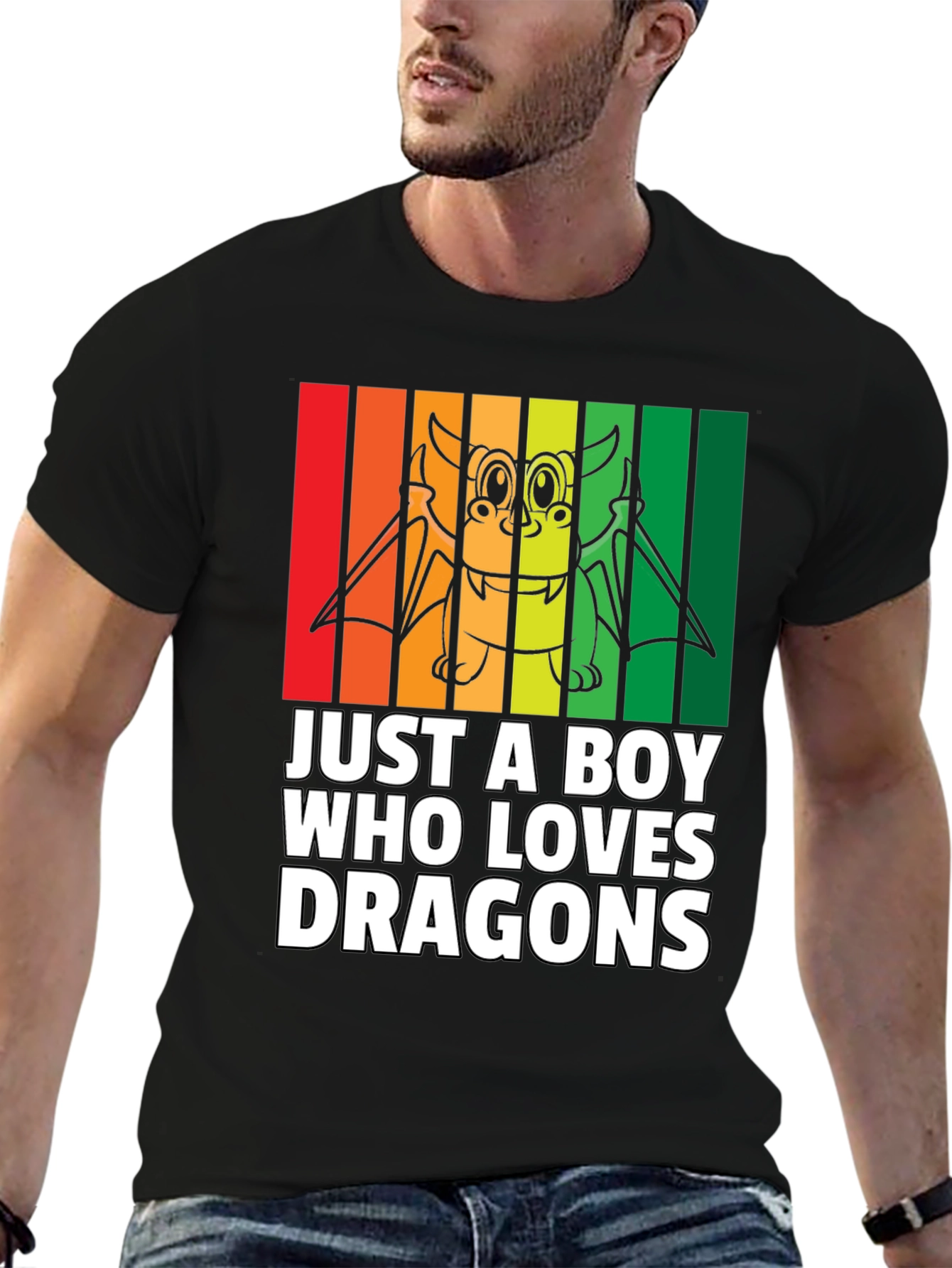Black Just A Boy Who Loves Dragons T-Shirt view 6