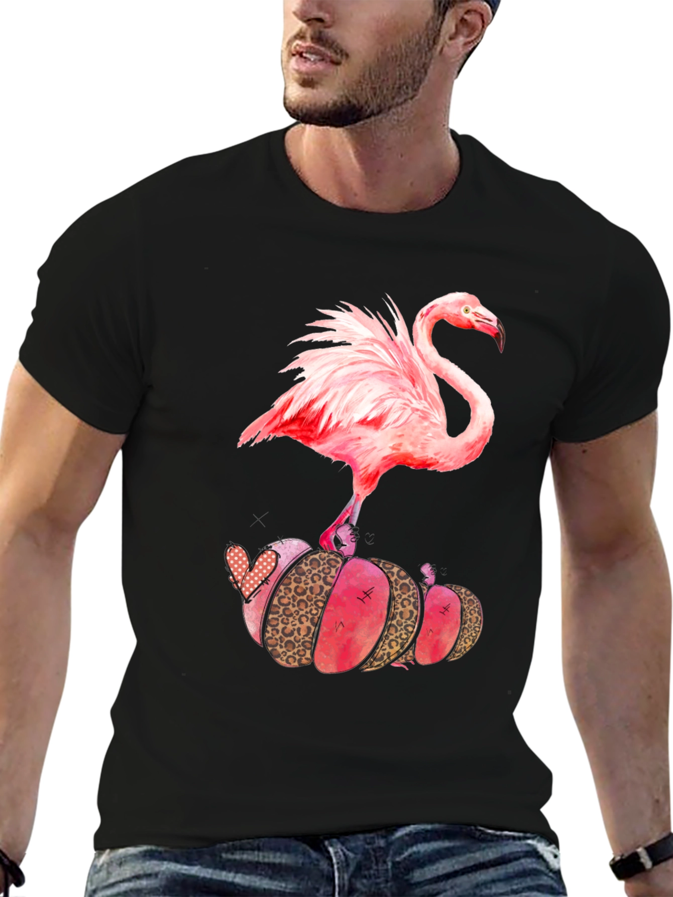Black Flamingo Pumpkin Patch Tee view 6