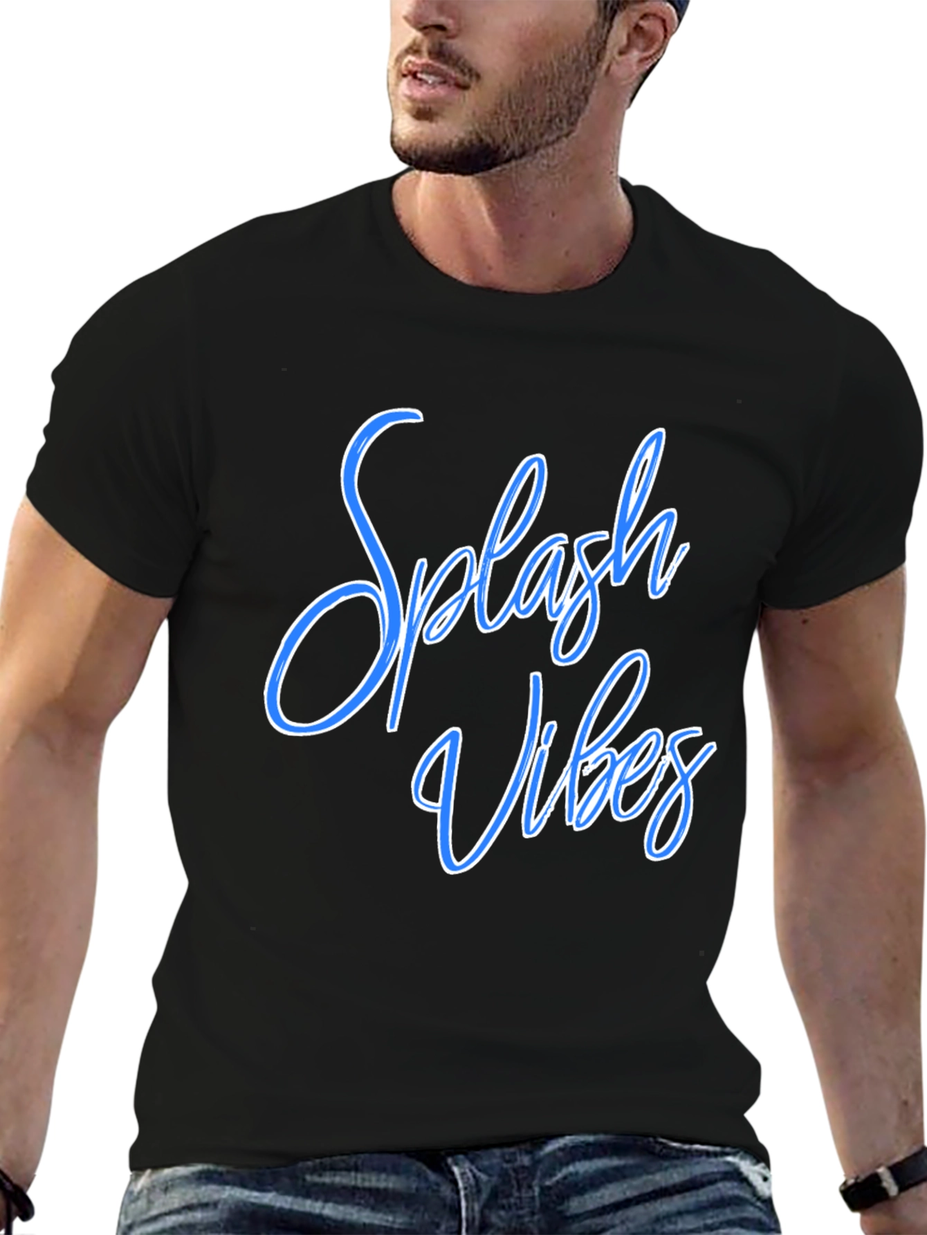 Black Splash Vibes Black Graphic Tee view 6