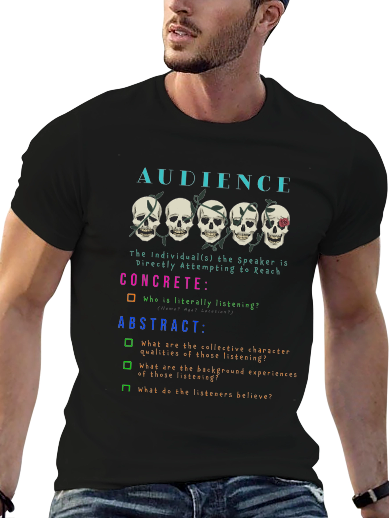 Black Audience Skull Graphic T-Shirt view 6