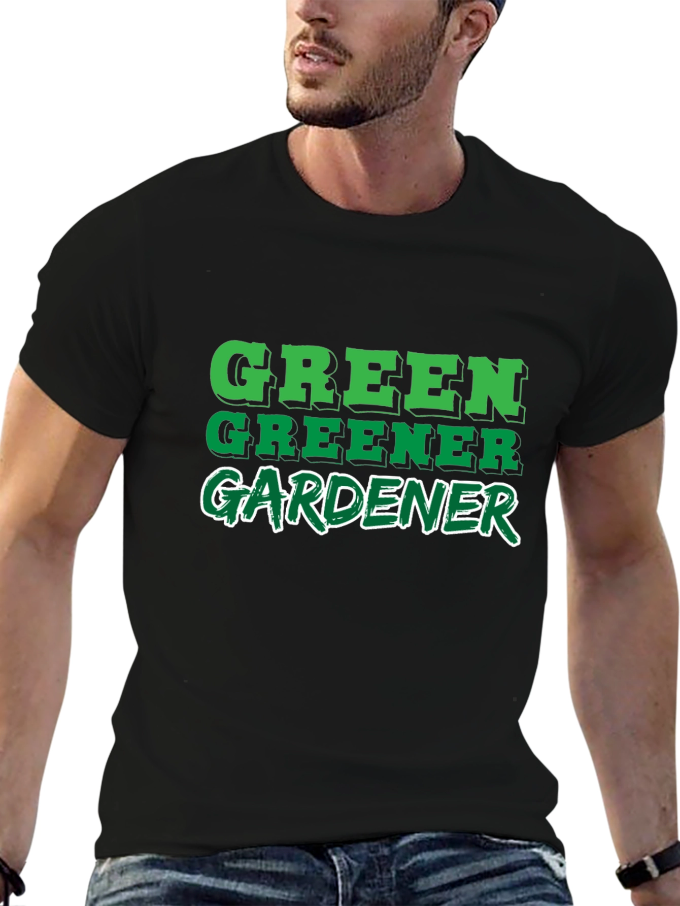 Black Green Greener Gardener Black T-Shirt view 6