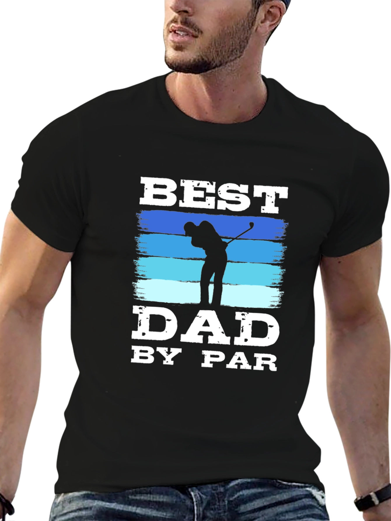 Black Best Dad By Par Golf T-Shirt view 6