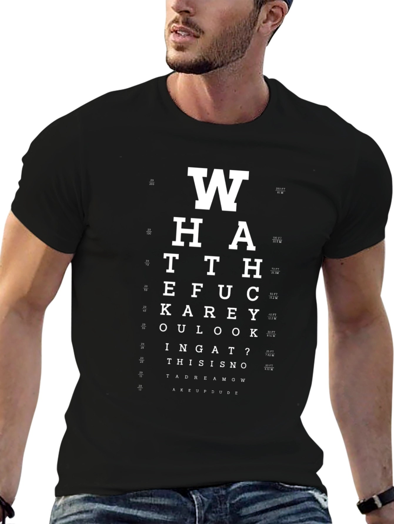Black Funny Eye Chart T-Shirt - What Are You Looking At? view 6