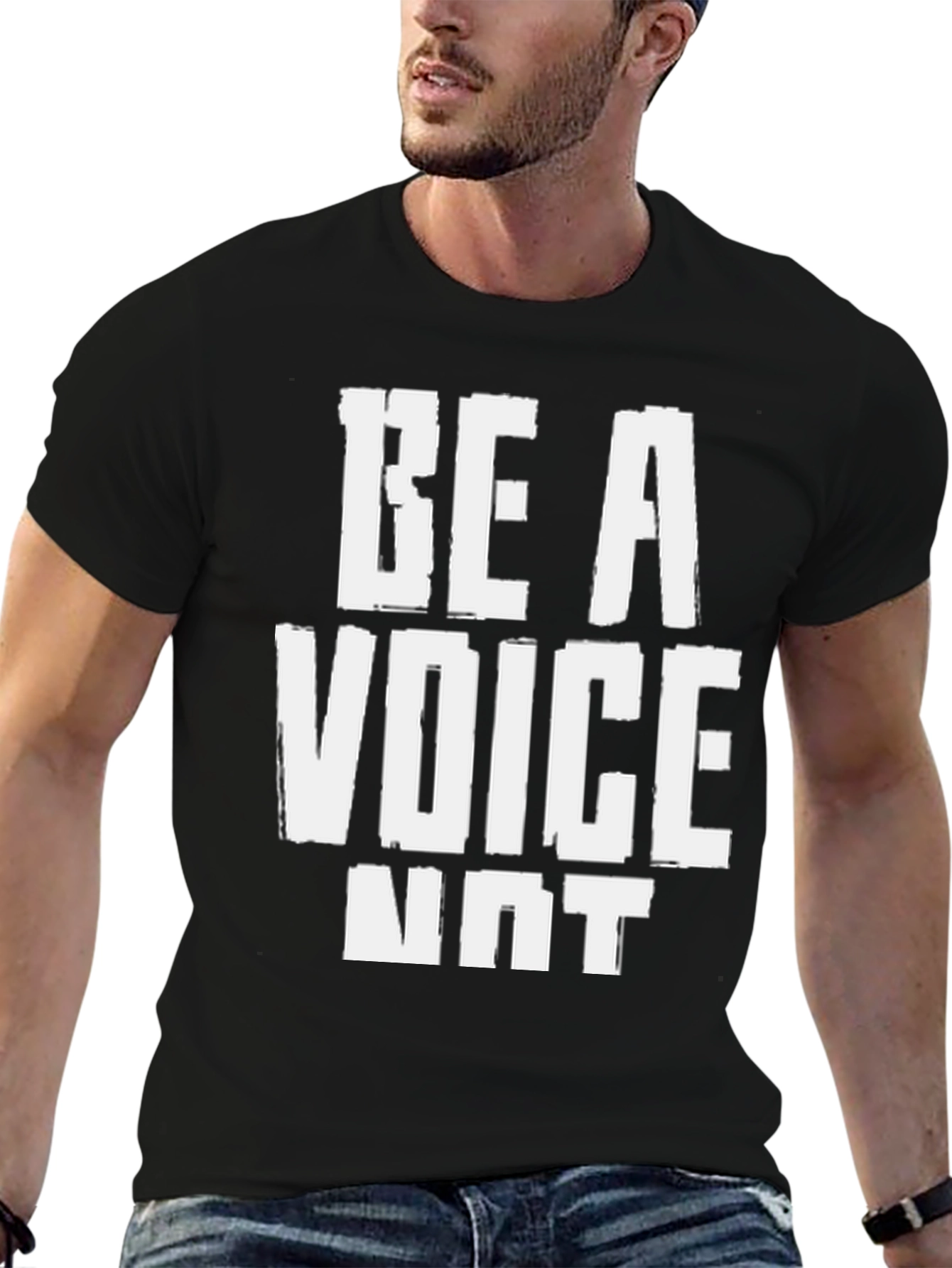 Black Be a Voice T-Shirt - Black Graphic Tee view 6