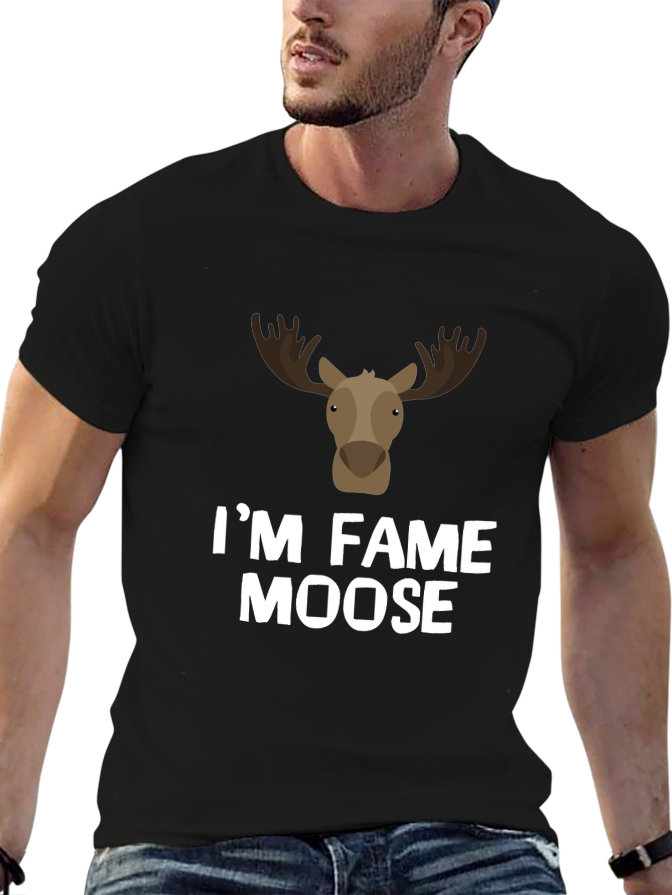 Black I'm Fame Moose Graphic T-Shirt view 6