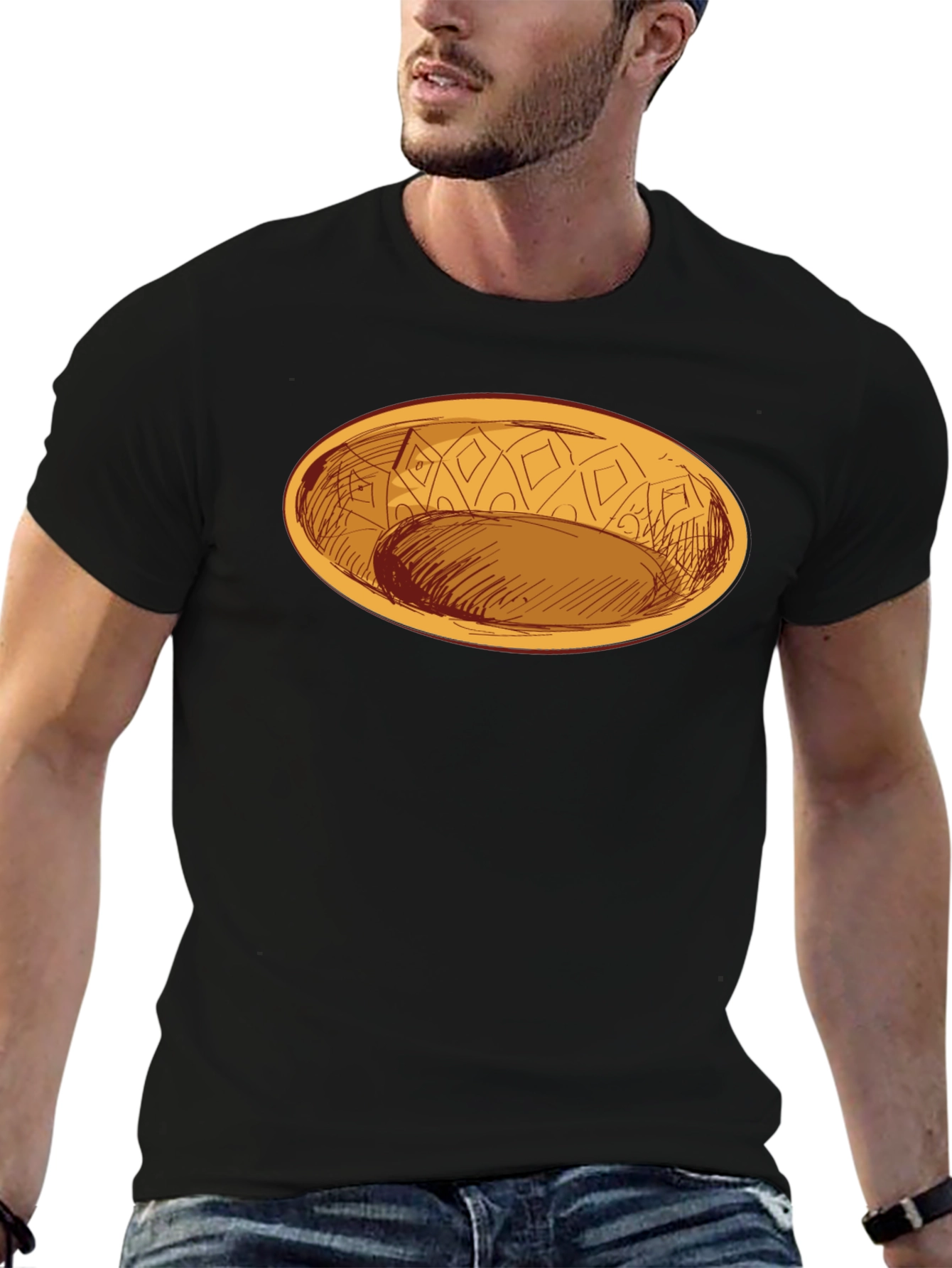 Black Oval Dish Graphic Tee - Modern Style view 6