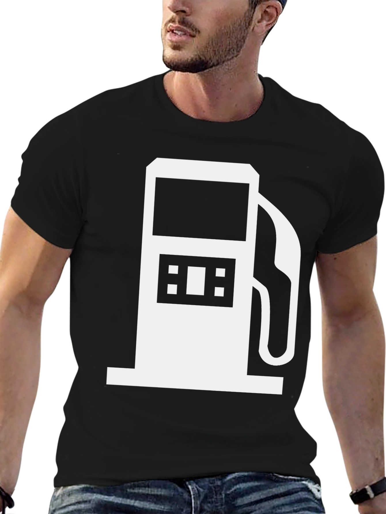 Black Gas Pump Graphic Tee - Black Cotton T-Shirt view 6