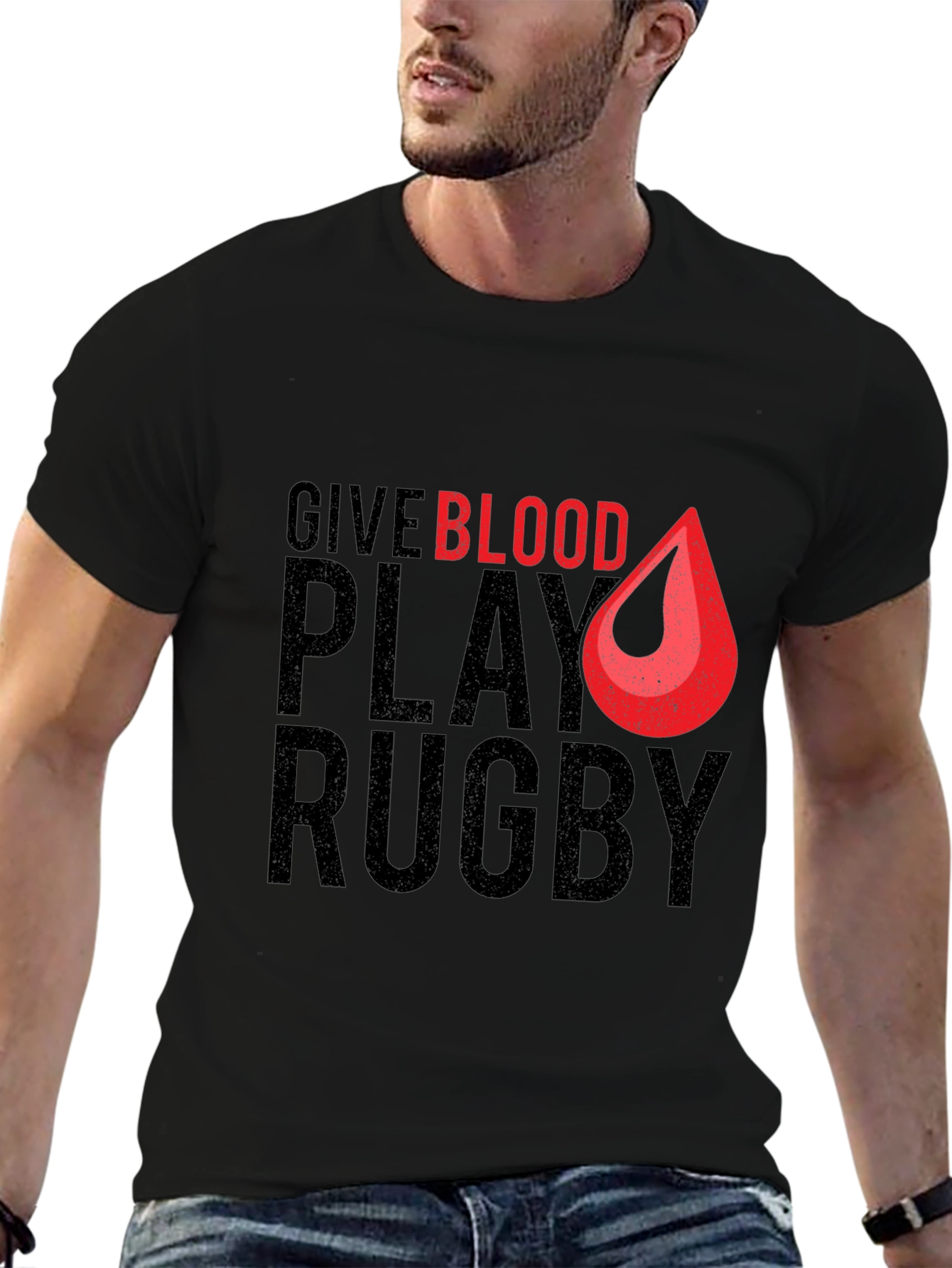 Give Blood Play Rugby Graphic T-Shirt - 6