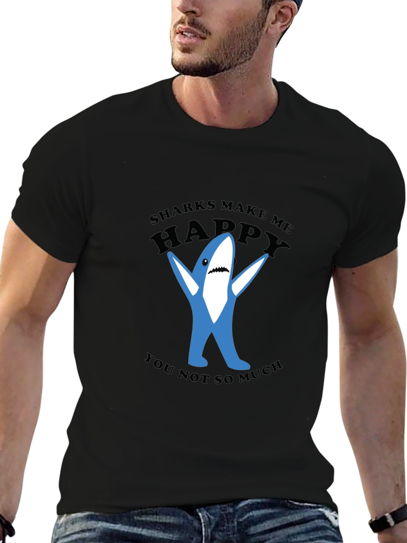 Black Sharks Make Me Happy T-Shirt view 6
