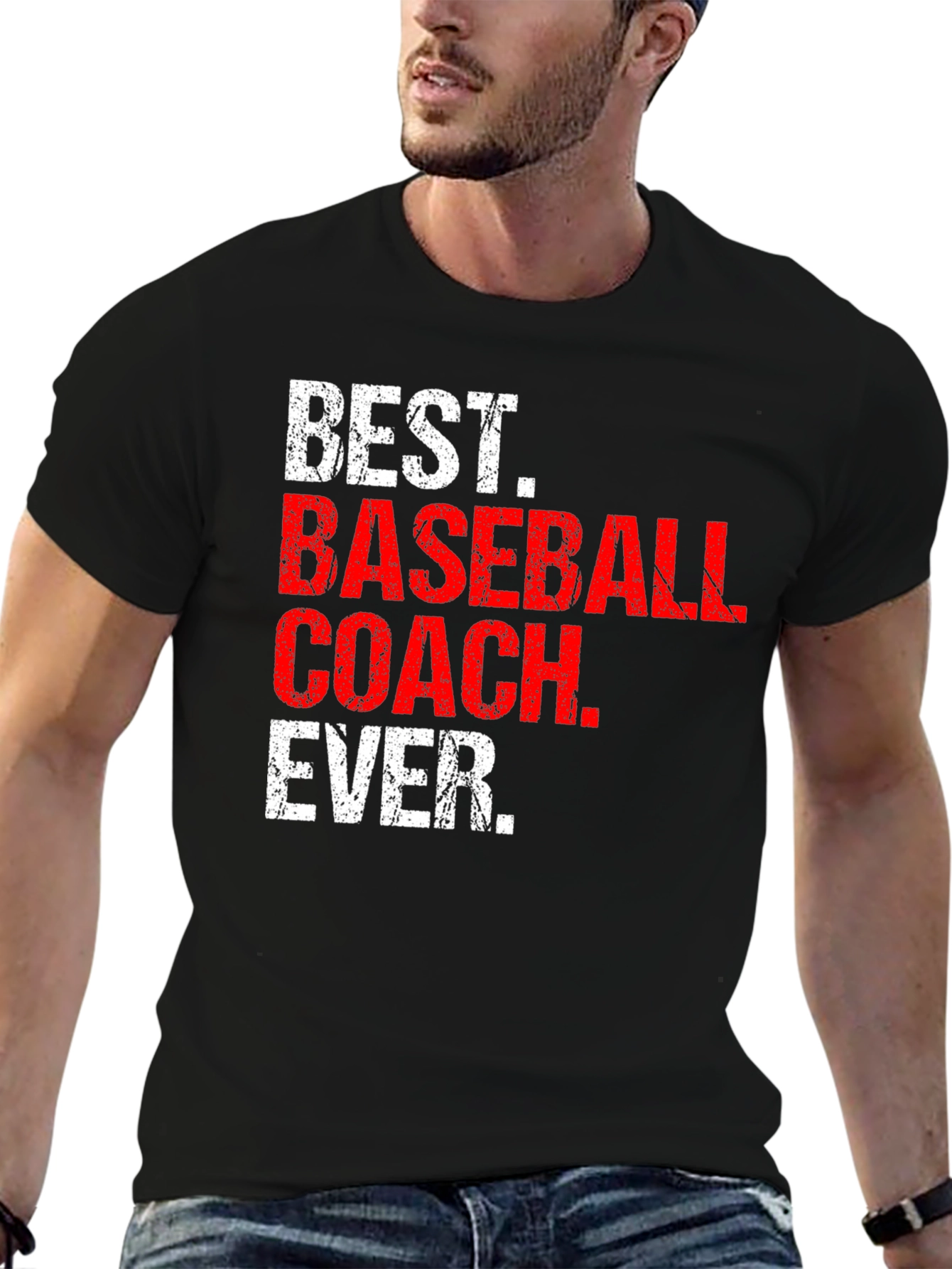 Black Best Baseball Coach Ever Graphic T-Shirt view 6