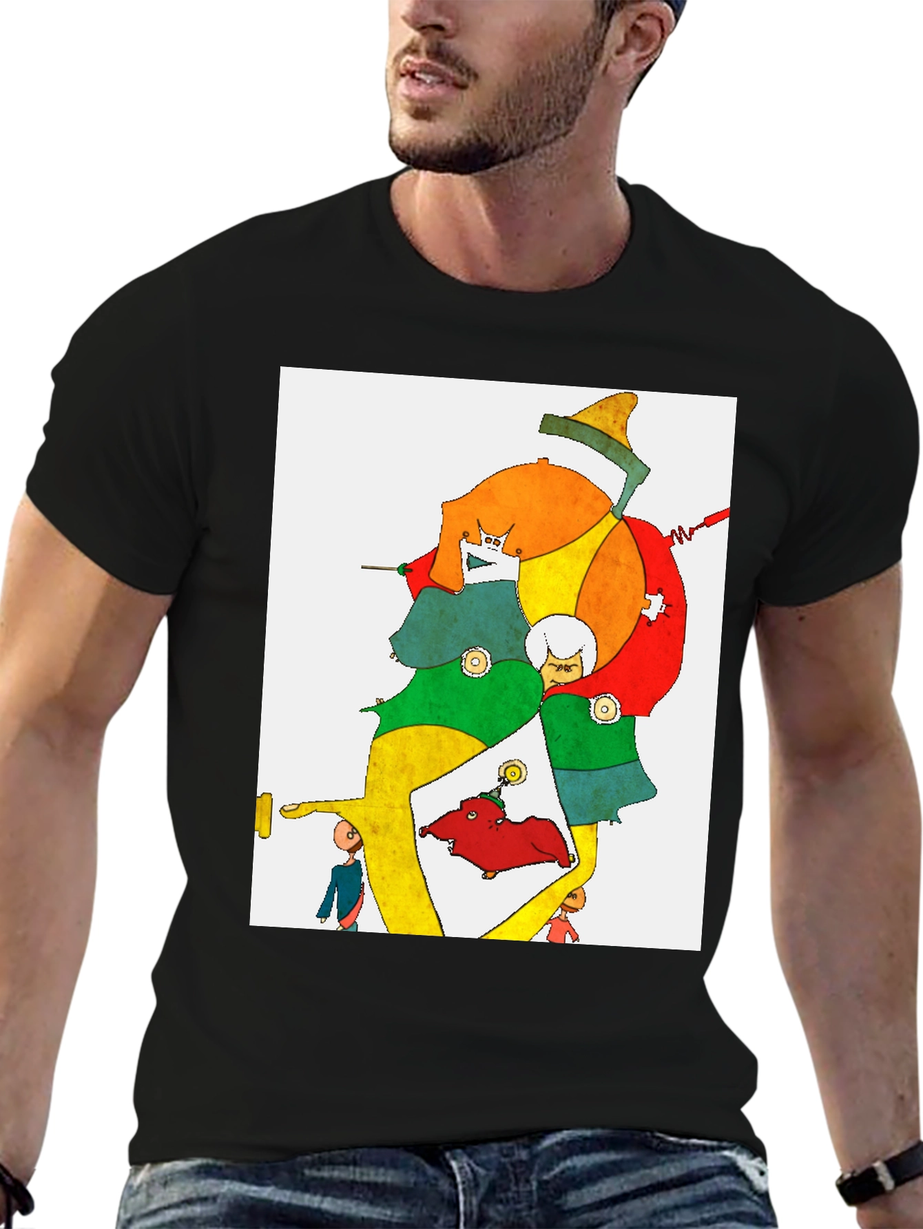 Black Abstract Art Graphic Tee - Unique Design view 6