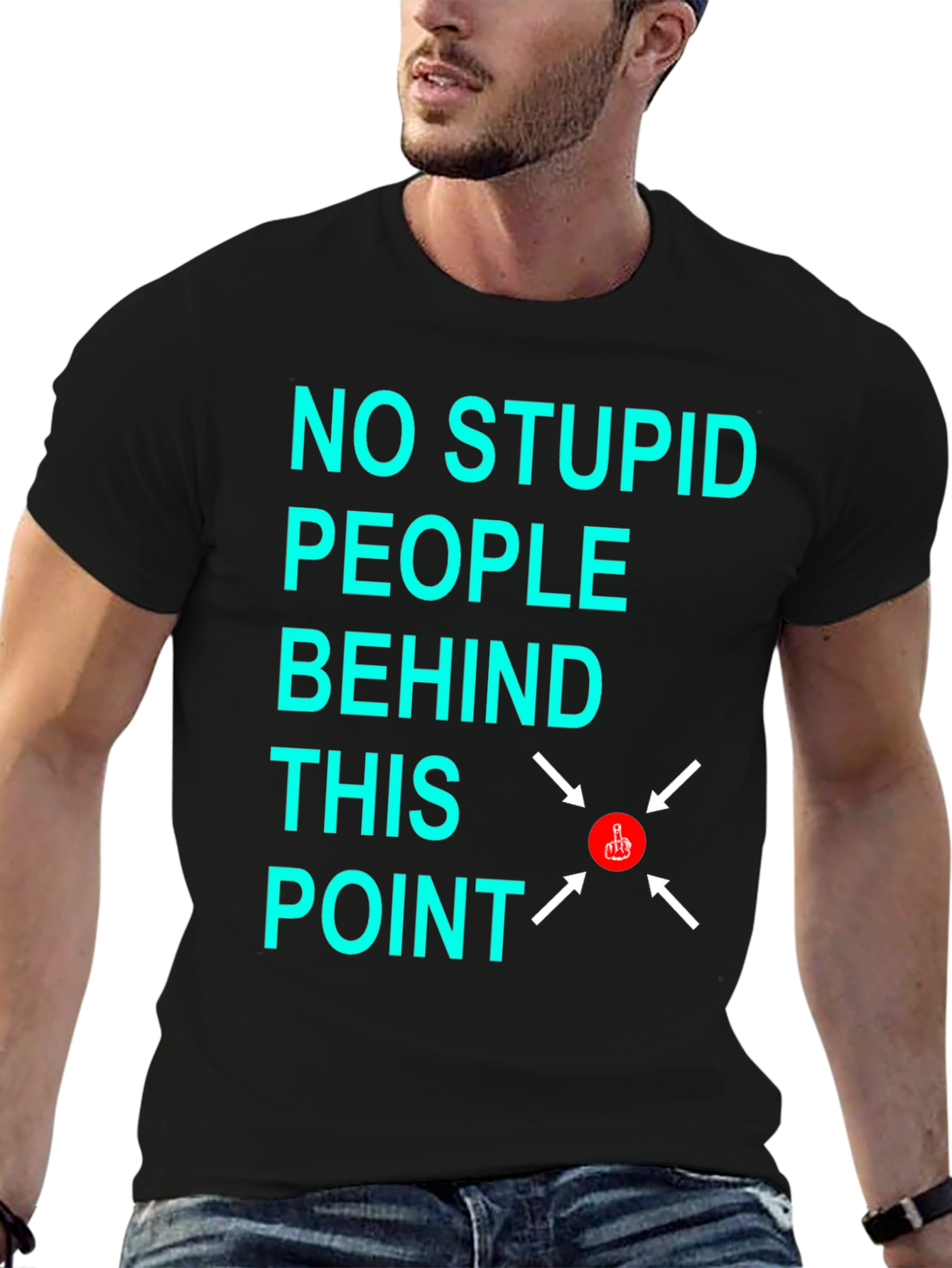 Black No Stupid People Graphic T-Shirt view 6