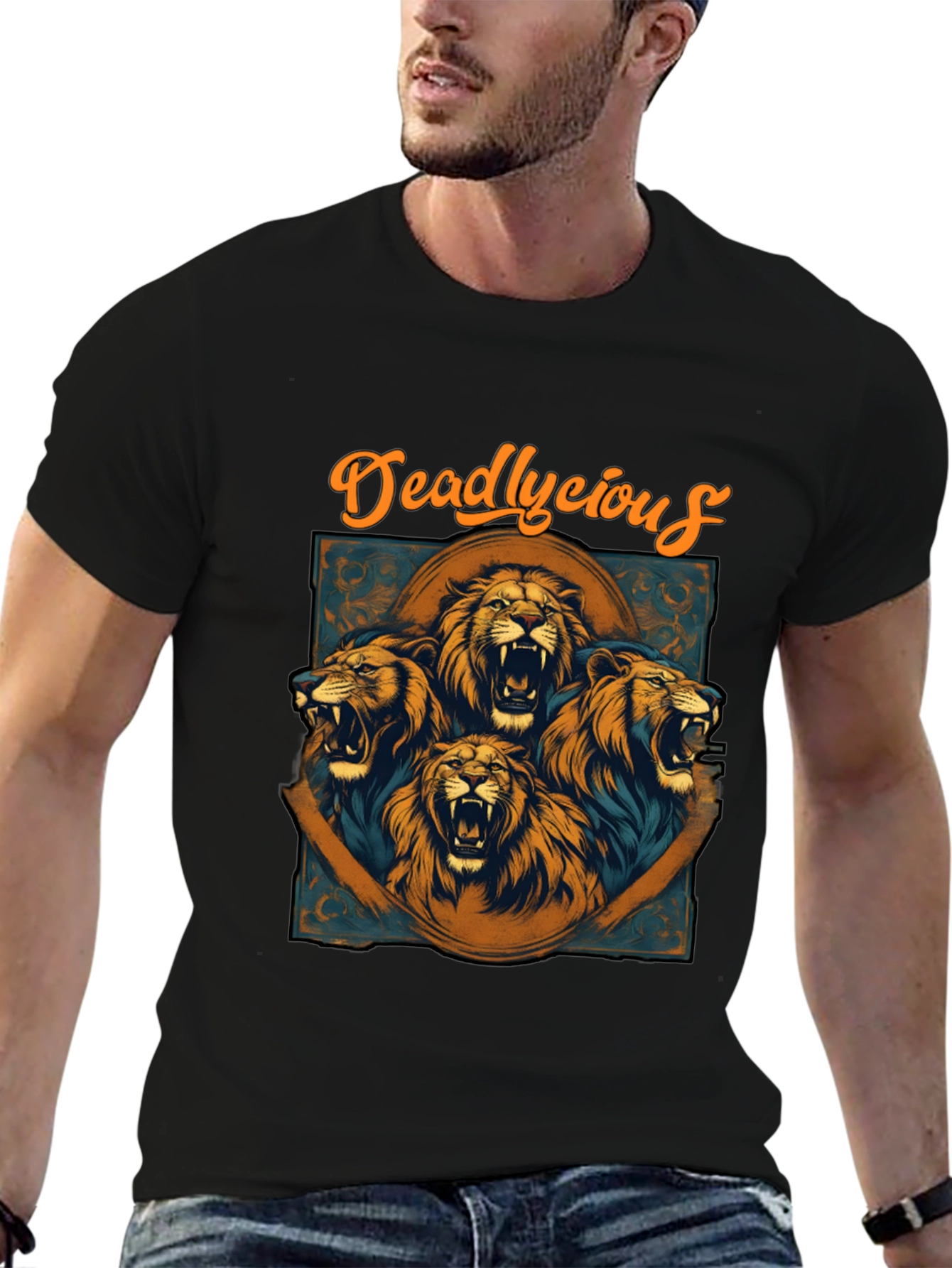 Black Deadlycious Lion Graphic Tee - Mens view 6