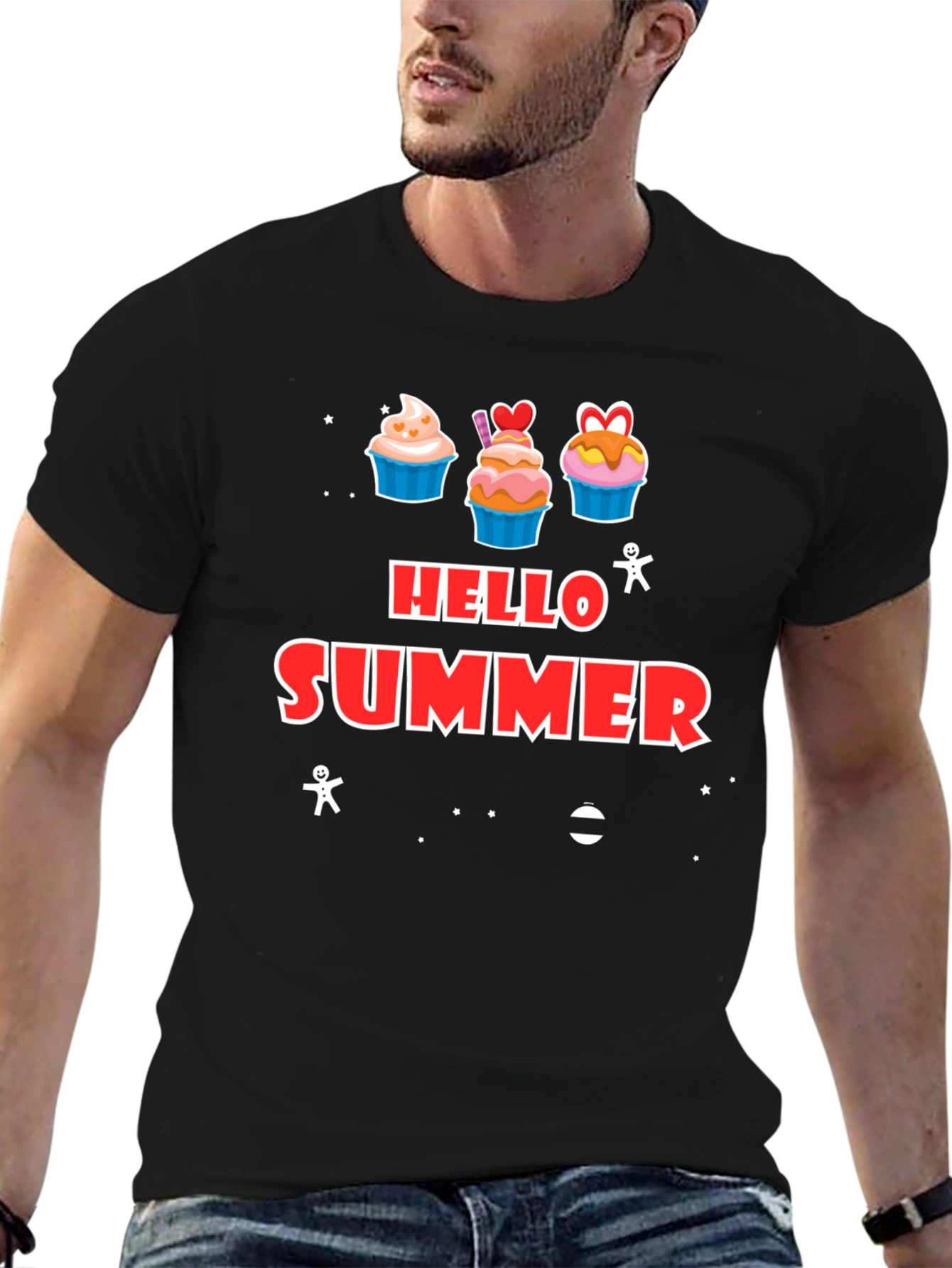 Black Hello Summer Cupcake T-Shirt view 6