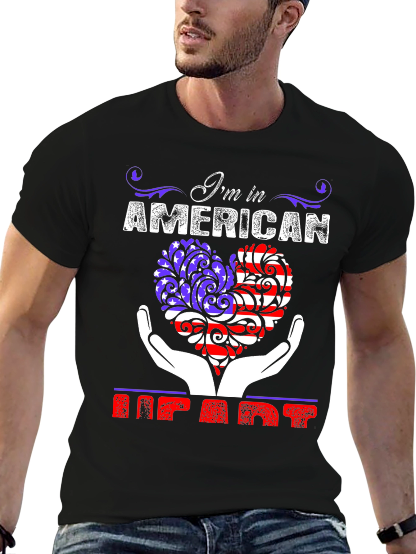 Black American Heart Graphic T-Shirt Patriot Tee view 6
