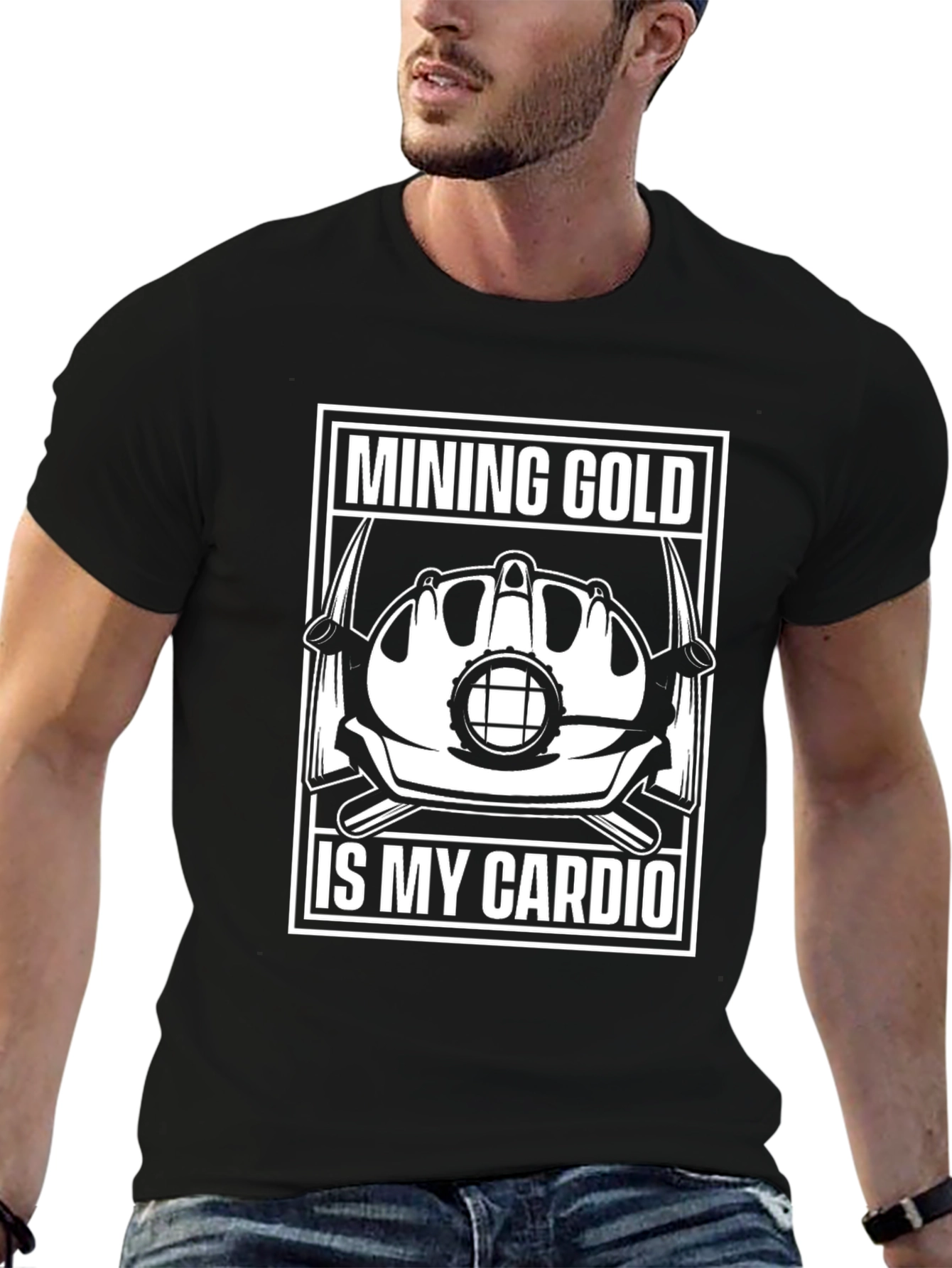 Black Mining Gold Cardio T-Shirt - Funny Miner Tee view 6
